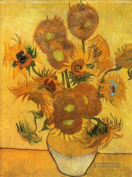  blumen - Stillleben Vase mit fünfzehn Sonnenblumen 2 Vincent van Gogh